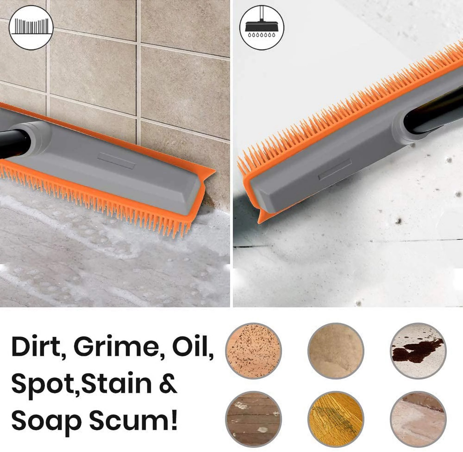 a Rubber Push Handle Broom for Hardwood Floor,Carpet Rake Pet Hair Remover Broom
