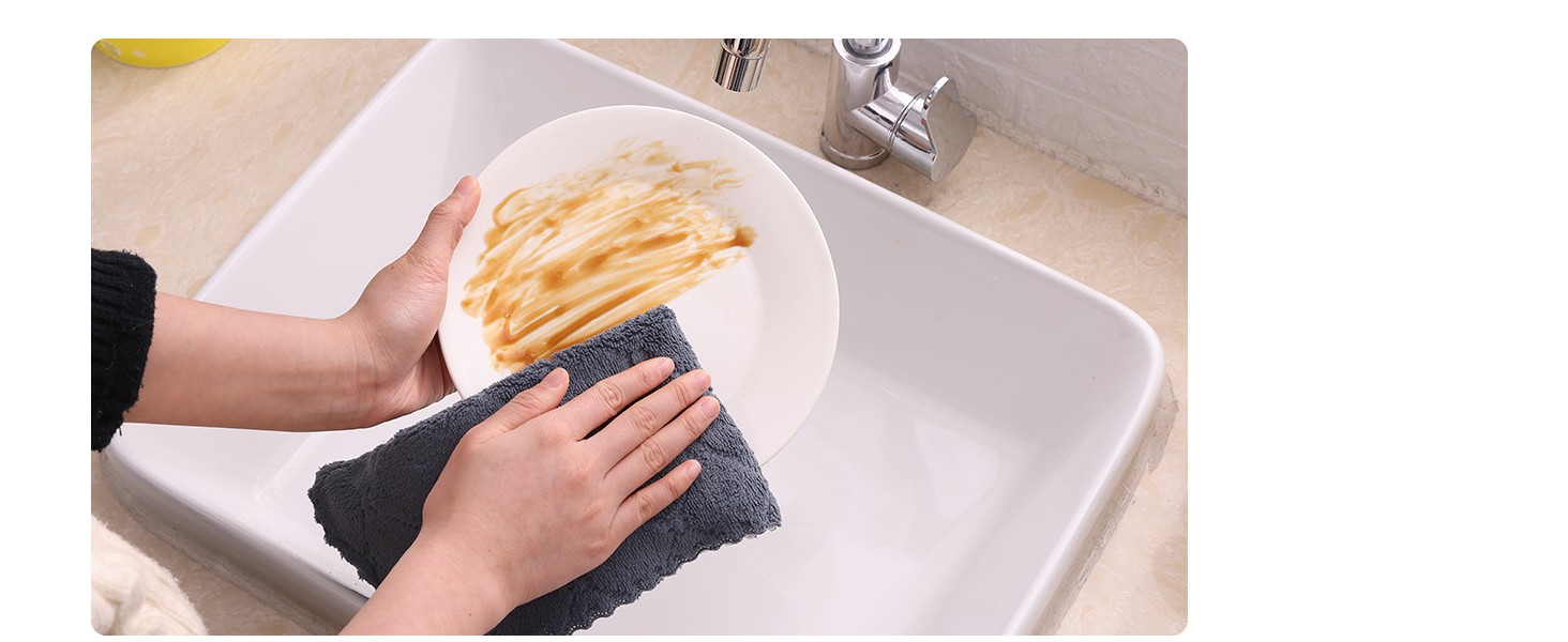 12 Pack Soft and Absorbent Kitchen Cloths, Grey & Green | Super Soft and