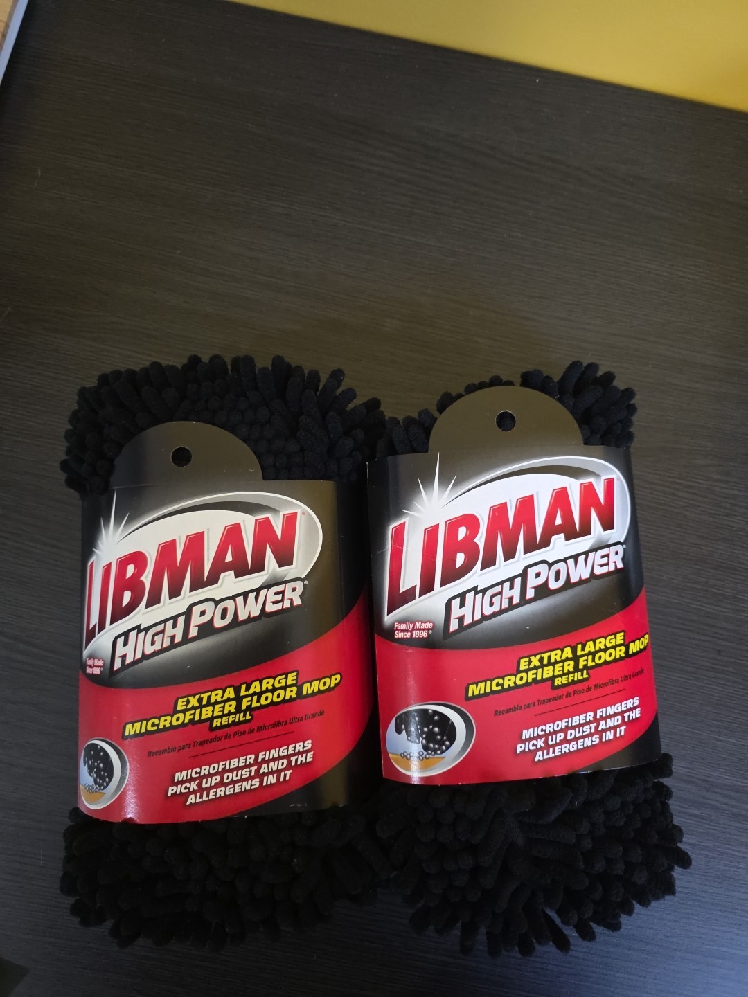 New (2) Genuine Libman High-Power Extra Large Microfiber Floor Mop Refill Black