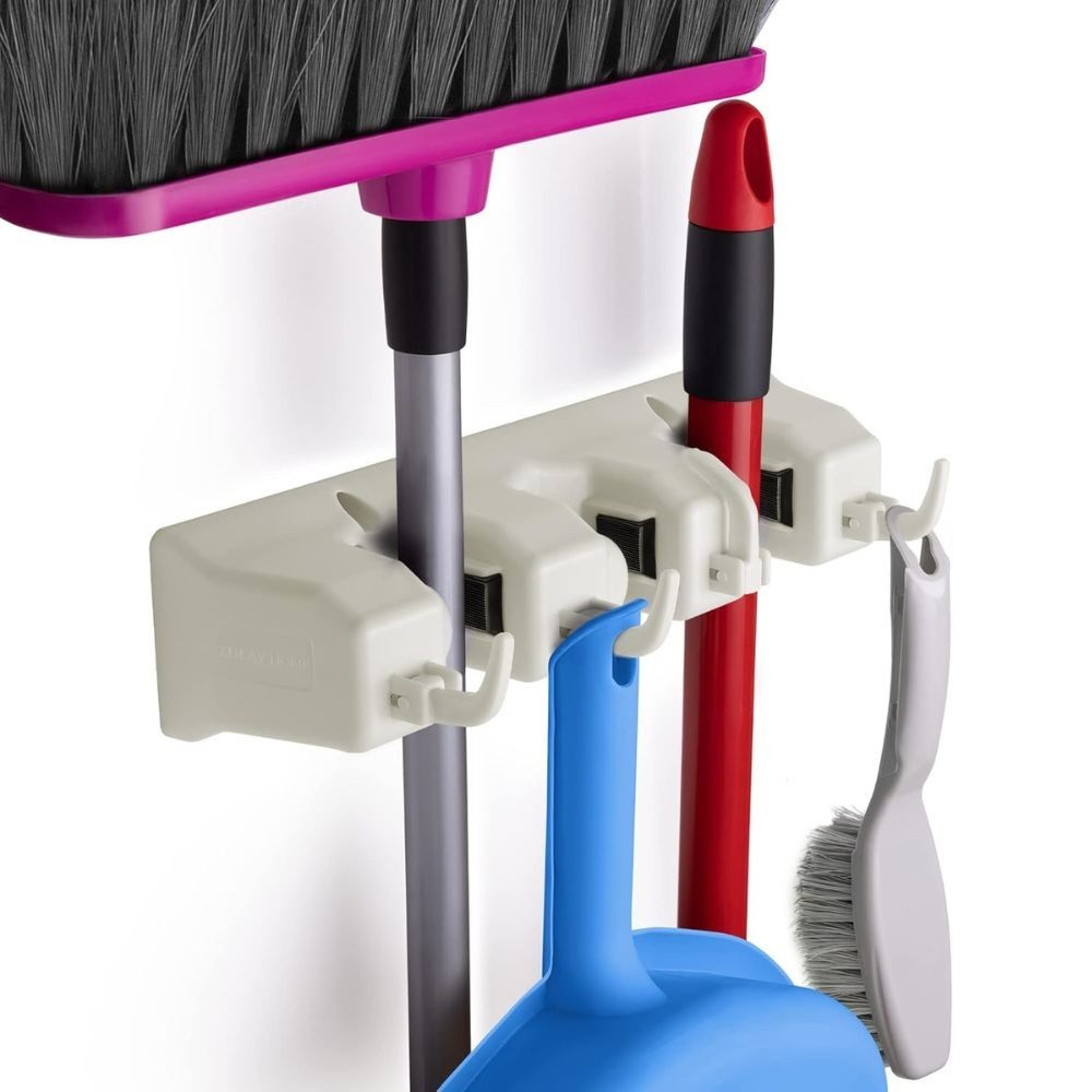 Zulay Home Mop and Broom Organizer Wall Mount – Easy to Install Wall Mount
