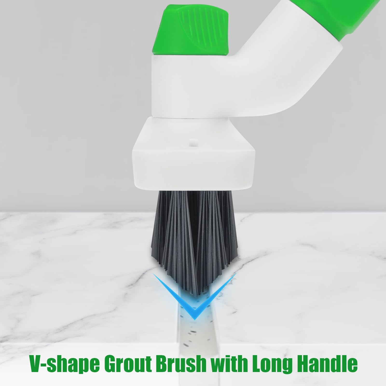 Floor Scrub Brush with Long Handle, 3-in-1 Scrape Scrubber Green