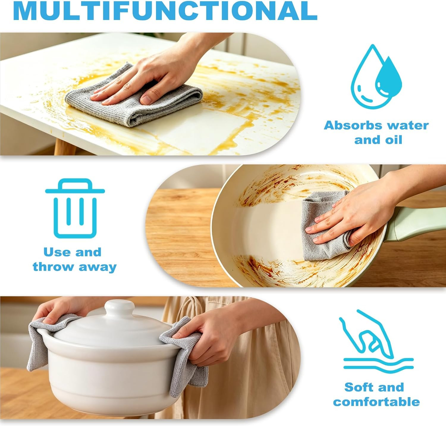 55 Pack Microfiber Cleaning Cloth Roll, Tear Away Reusable Paper Towels, 11″ X 9