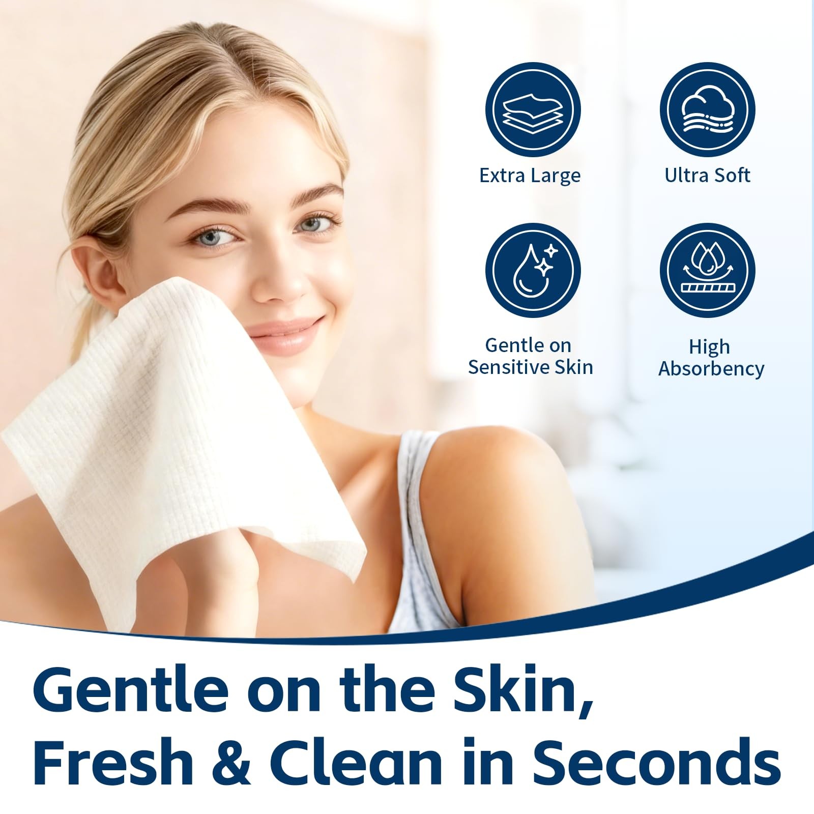 Towels XL, 100% Biobased Face Towel, Disposable 50 Count (Pack of 1), White