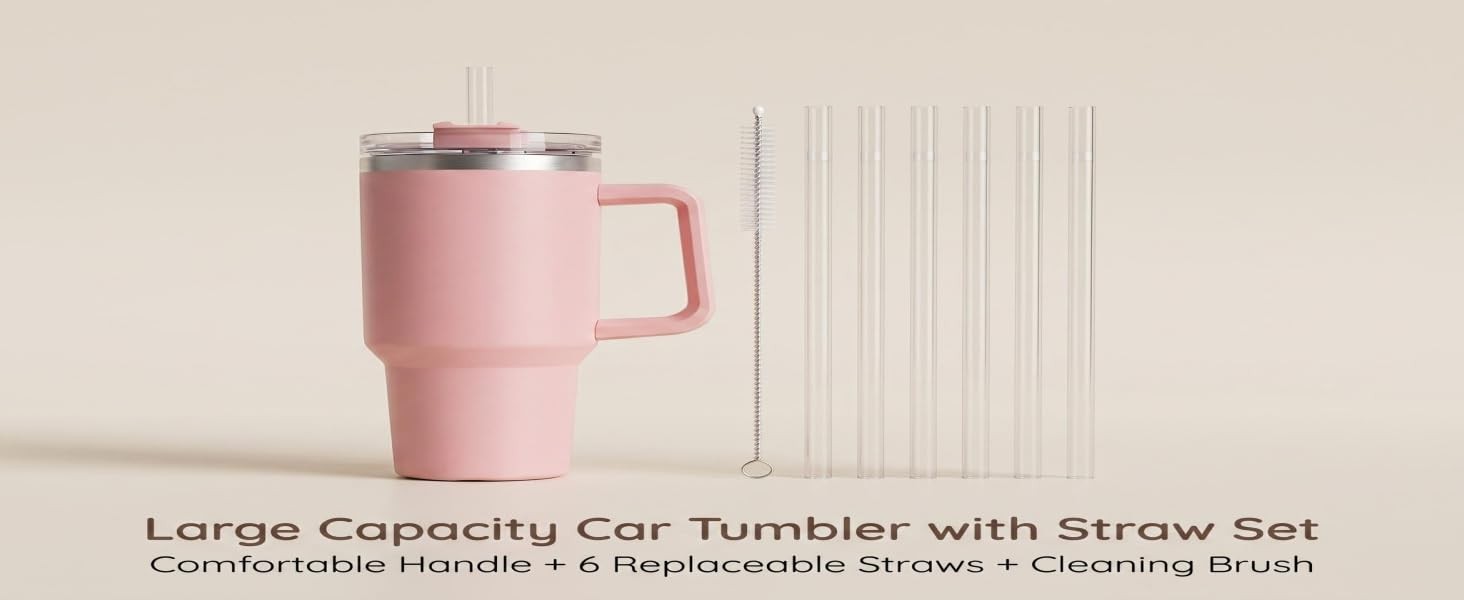 6 Pack Replacement Straws with Cleaning Brush Compatible Stanley 30 oz 40 oz