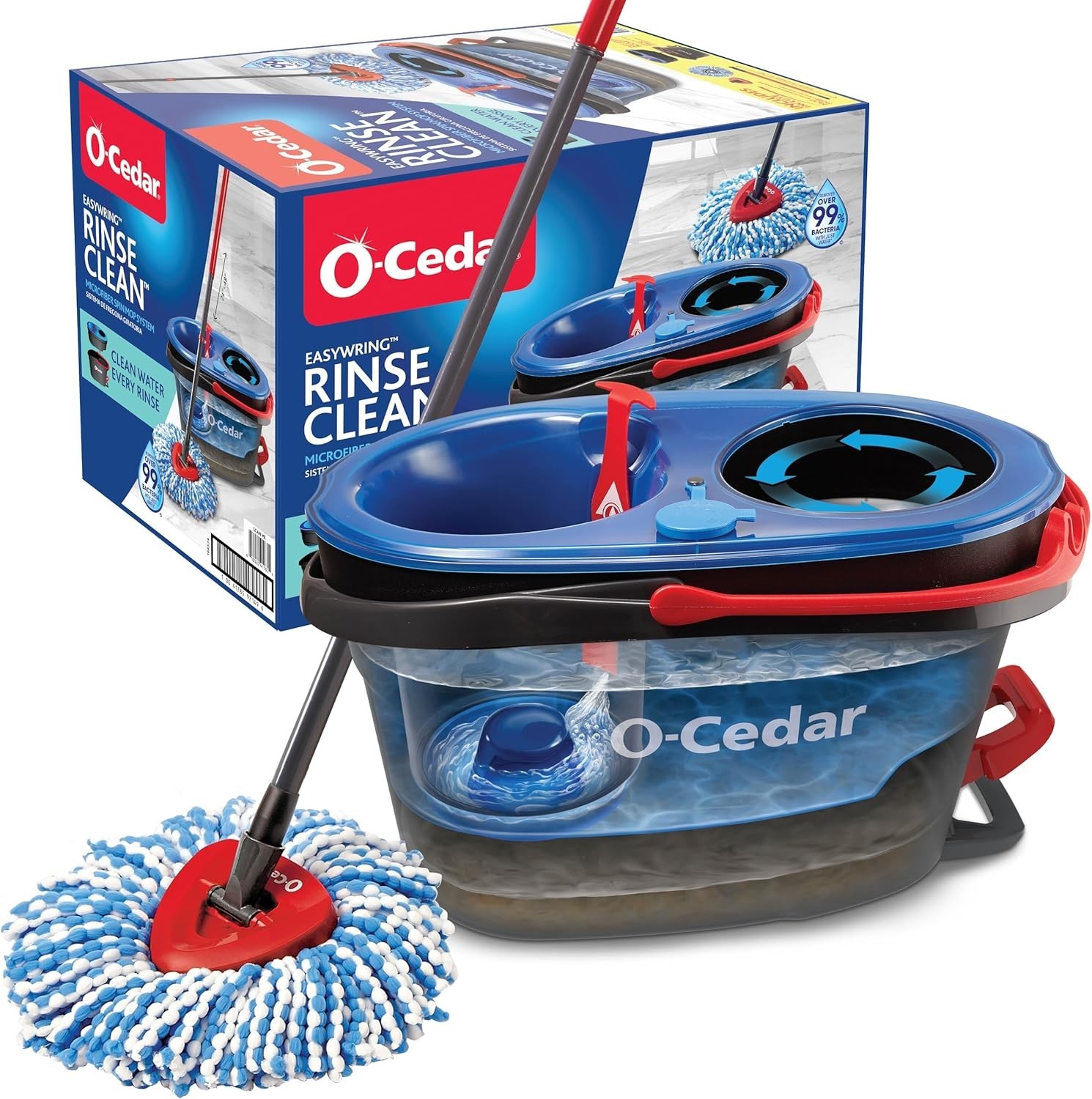 O-Cedar RinseClean Spin Mop & Bucket System | Clean with Clean Water | Remove…