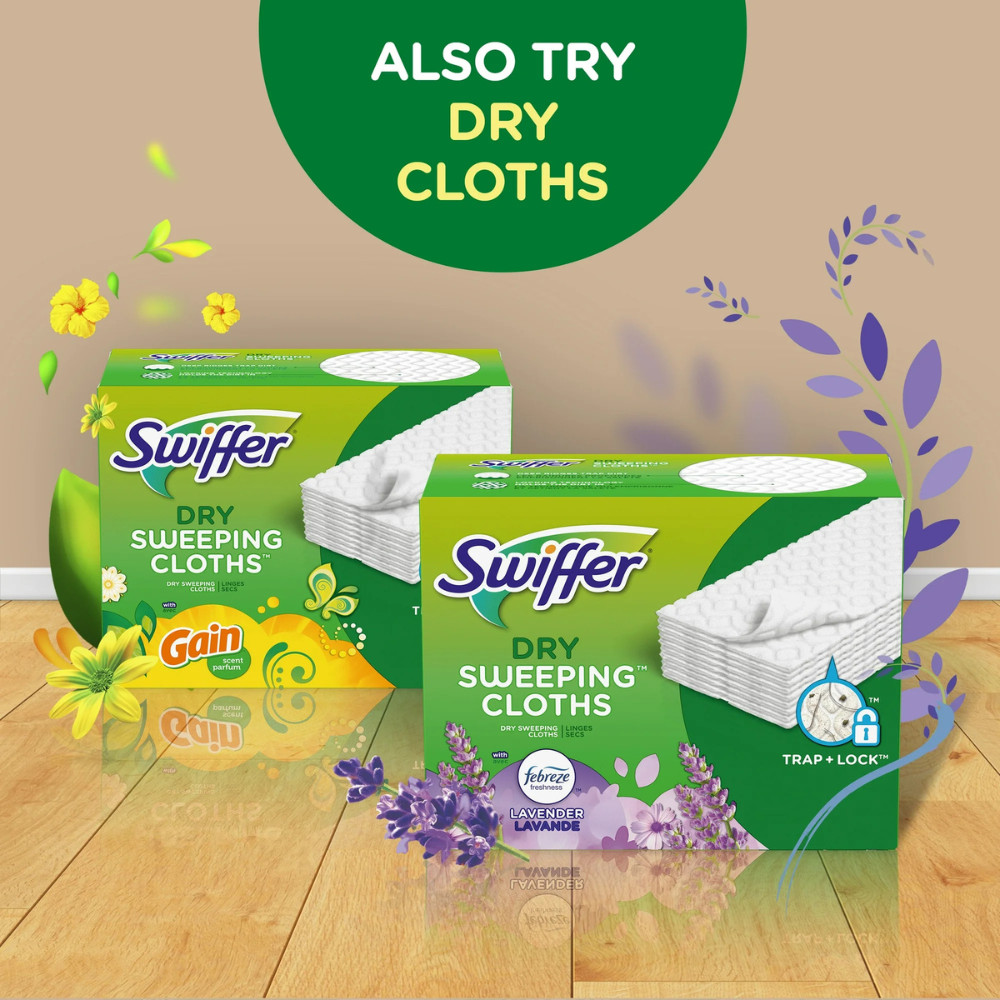 Swiffer Sweep + Mop, Wet Pads Refill, Cleaning Cloths, Lavender, 24 Count