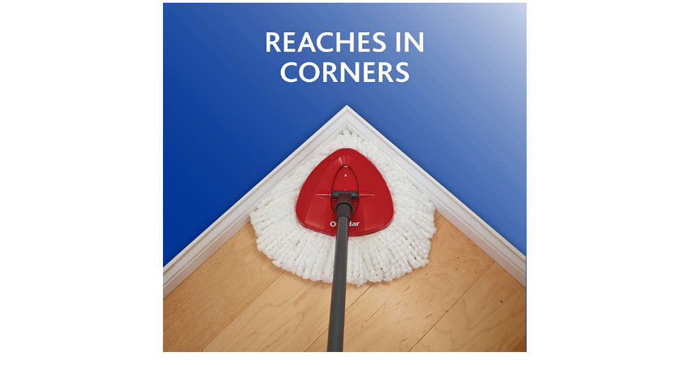 Microfiber Spin Mop Bucket Floor Cleaning System Telescopic Handle Easy Grip Red