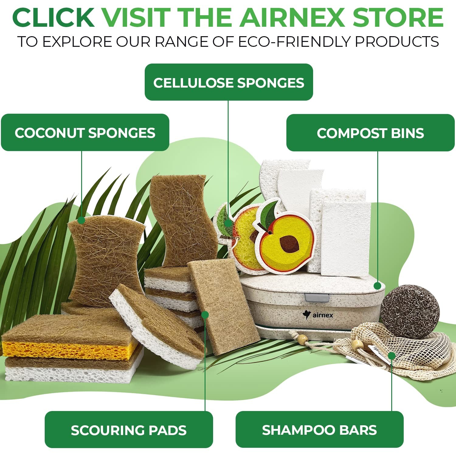 10 Pack Biodegradable Natural Kitchen Sponge Compostable Cellulose and Cocon…