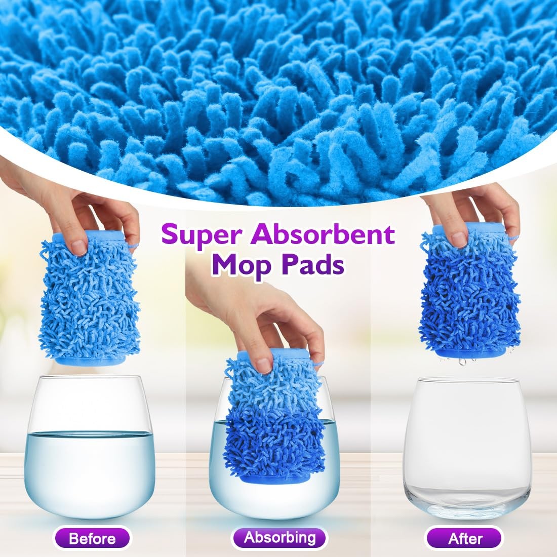 Multi Surface Mop Pads 8 Pack, Microfiber Refill For 13 15 Inch Mops, Multicolor