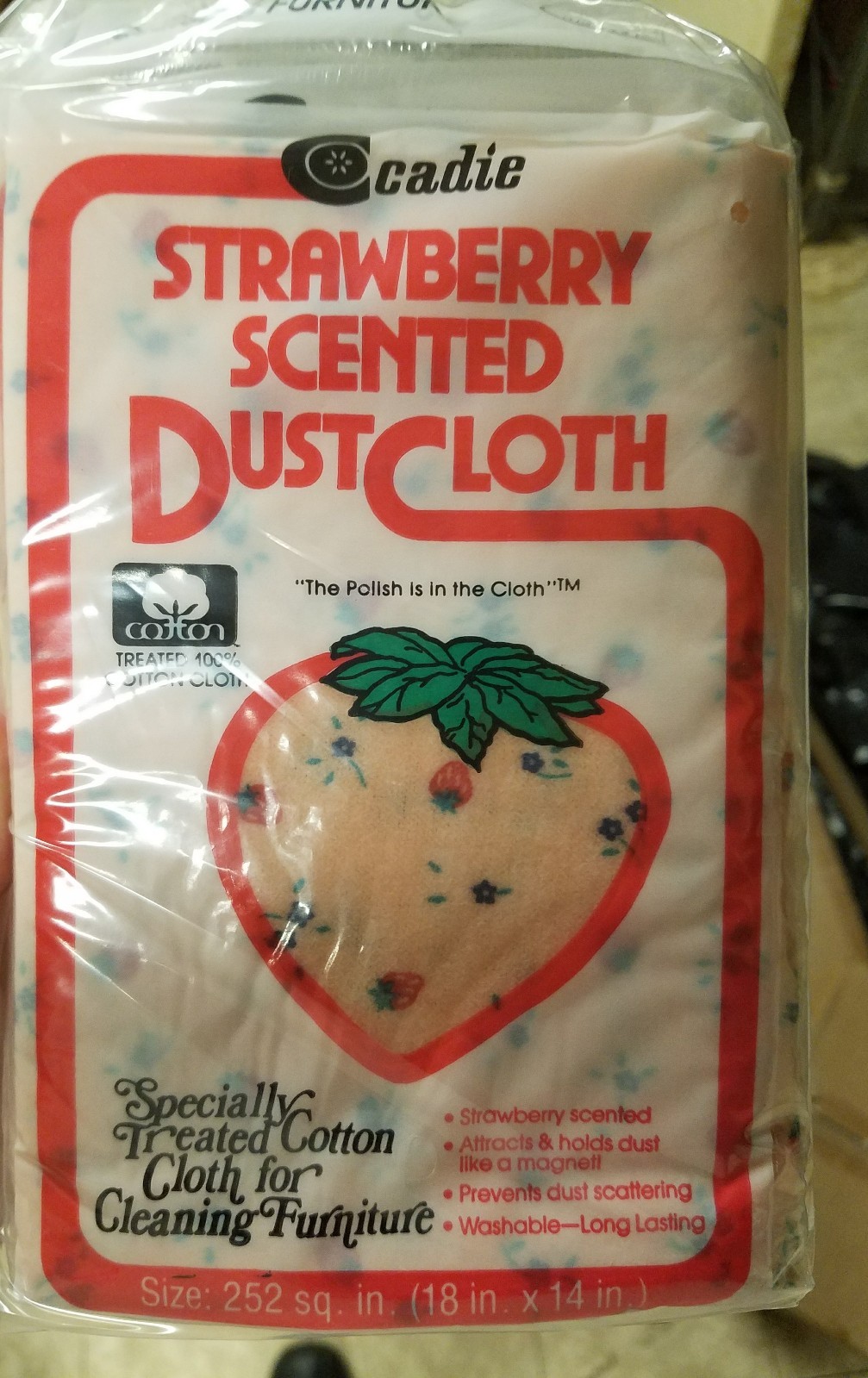 Strawberry Print Scented Cotton Dust Cloth by Cadie New 3 pack!