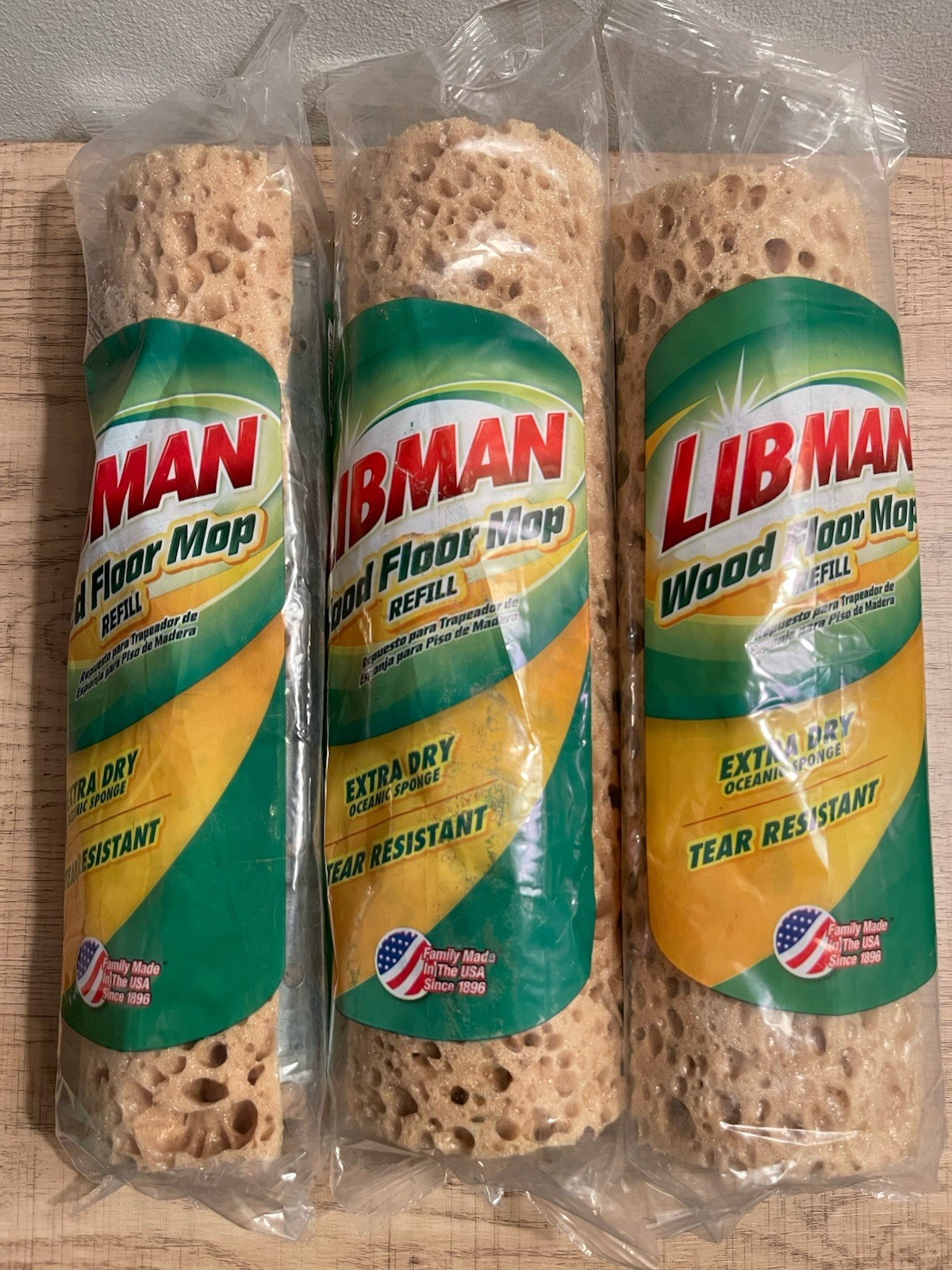 Lot Of 3 Libman Wood Floor Mop Refill #02027 Extra Dry Oceanic Sponge