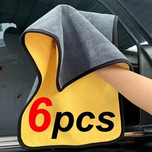 1/2/6pcs Microfiber Cleaning Towel Soft Drying Car Body Washing Car Accessories