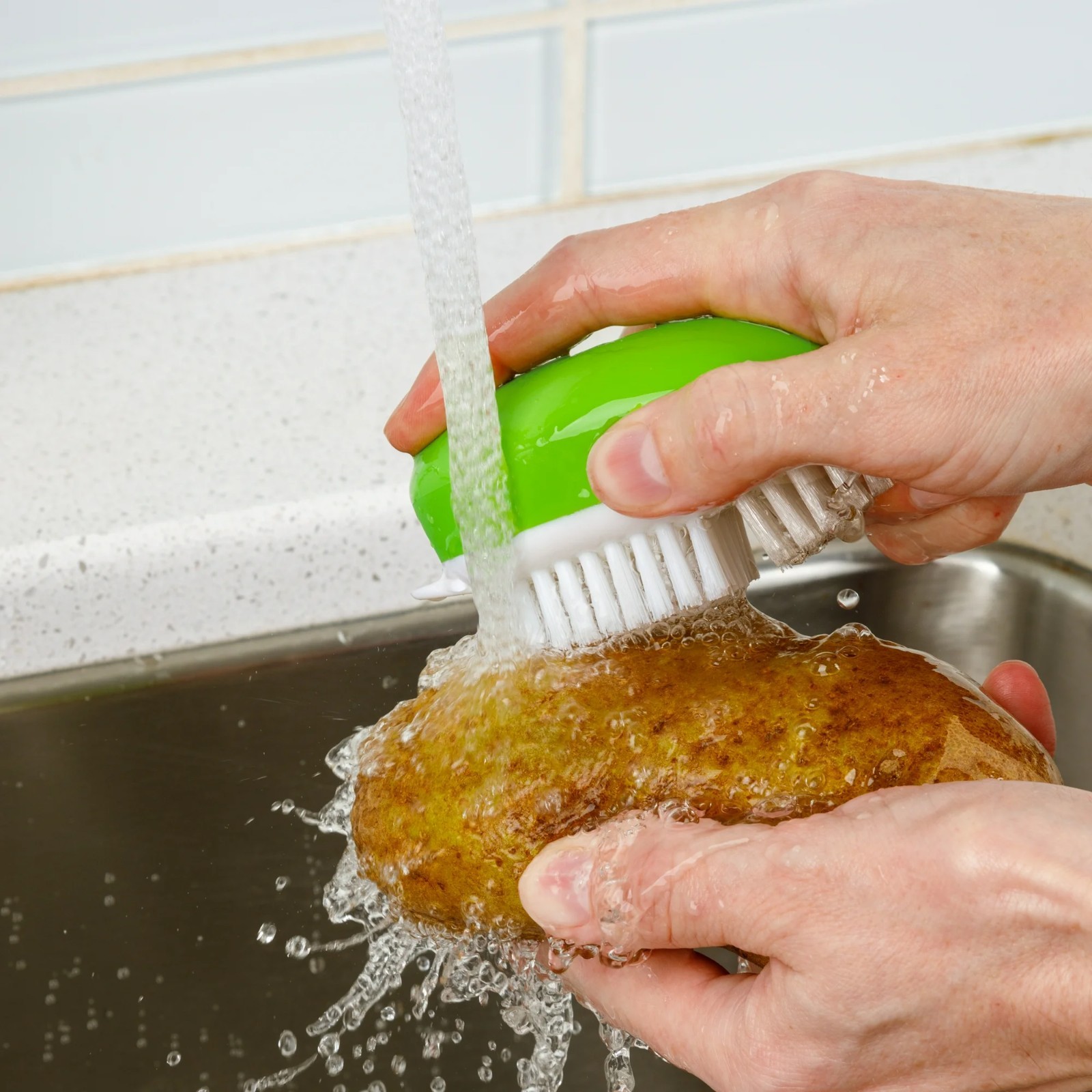 Prep Solutions Fruit & Veggie Cleaning Palm Style Green Brush