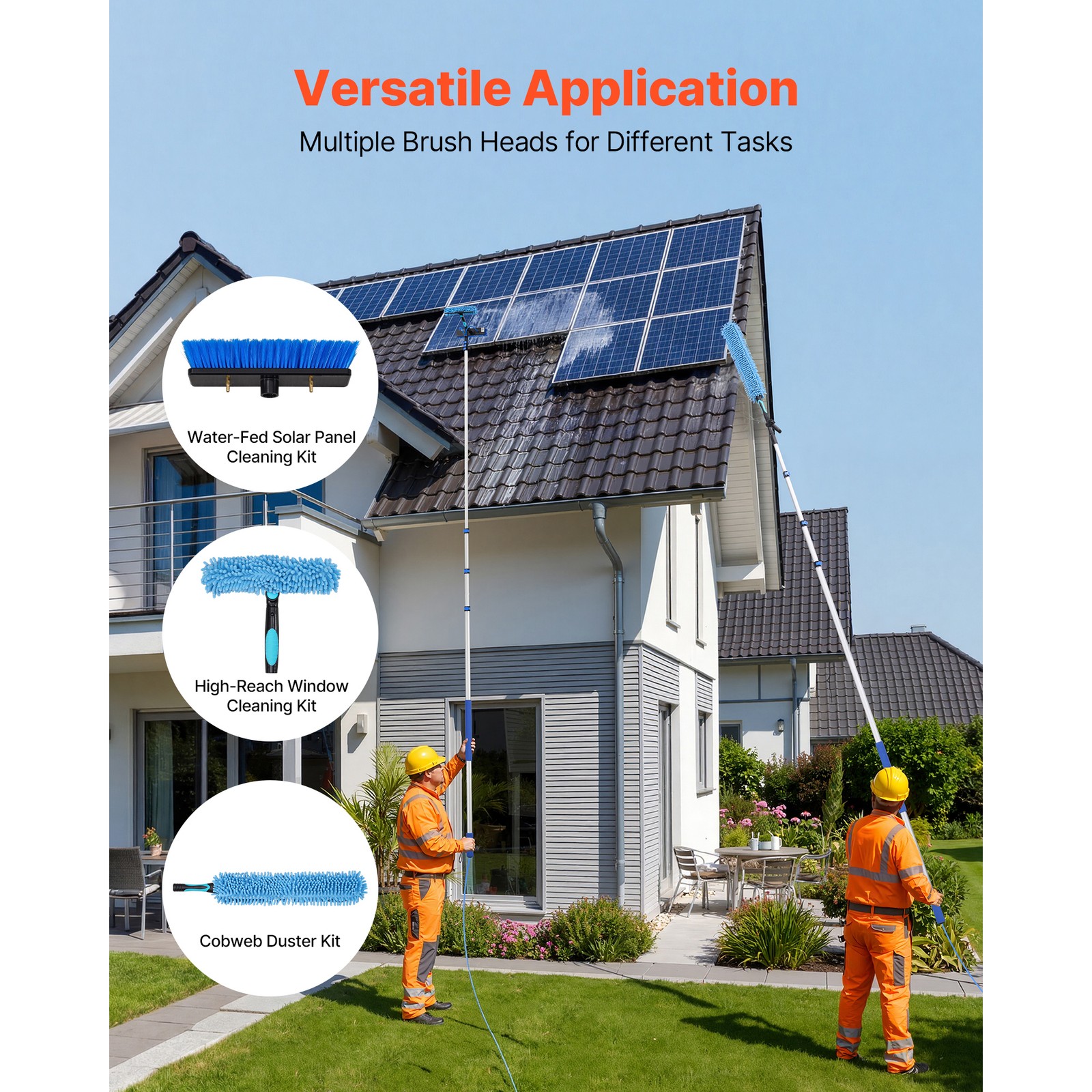 Uimoso Solar Panel Cleaning Kit with 20 ft Water Fed Pole and Brush