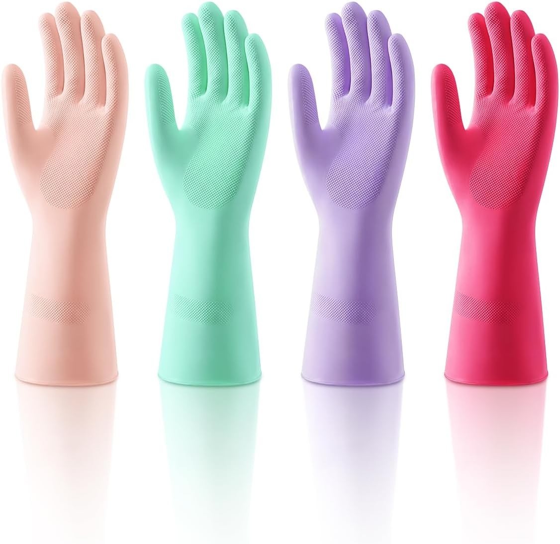 Nitrile Rubber Cleaning Dishwashing Gloves, S/M/L (4 Pair)
