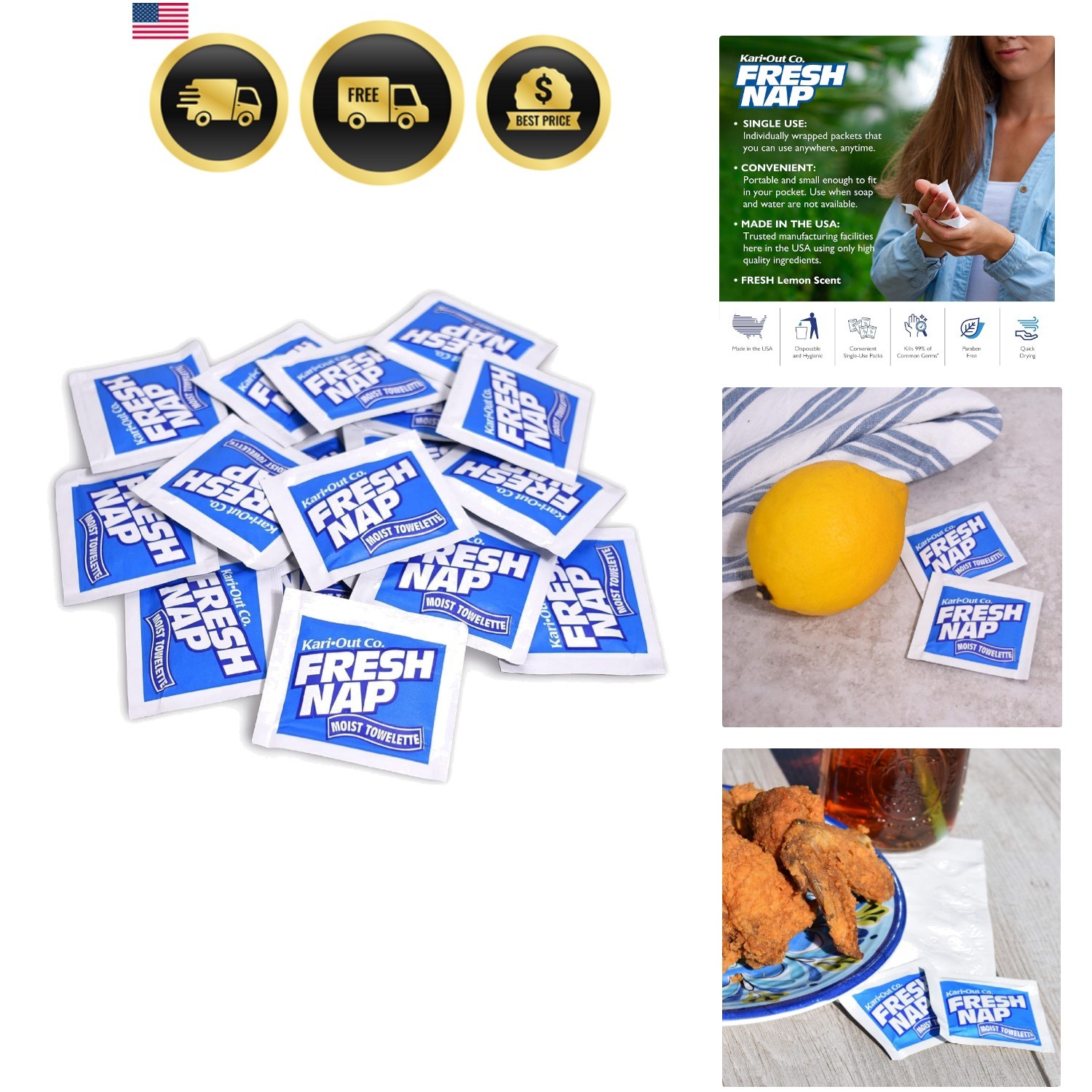 Fresh Nap Lemon Moist Towelette – 100 Count