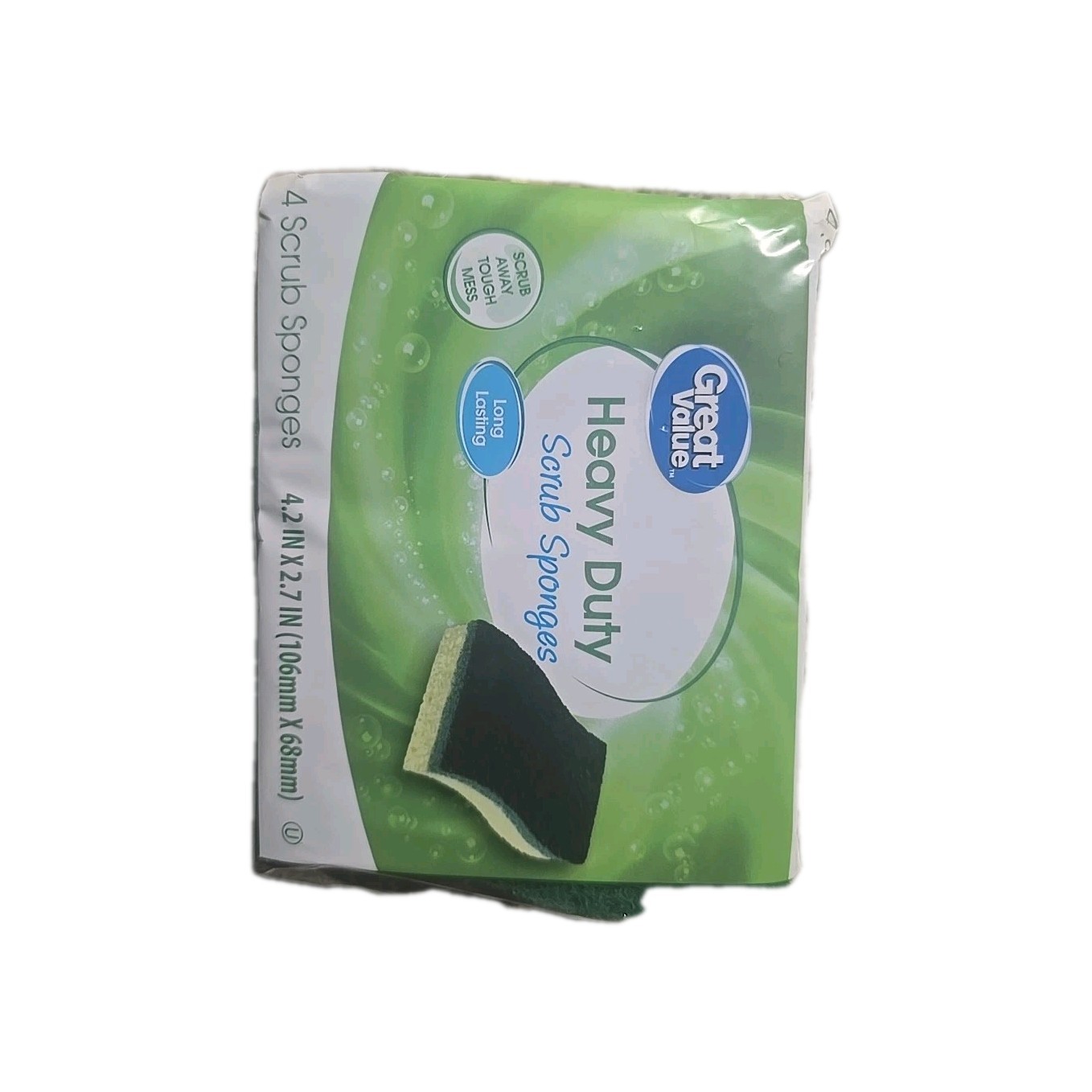 Great Value Non-Scratch Scrub Sponges, 2-Pack (8 Count Total)