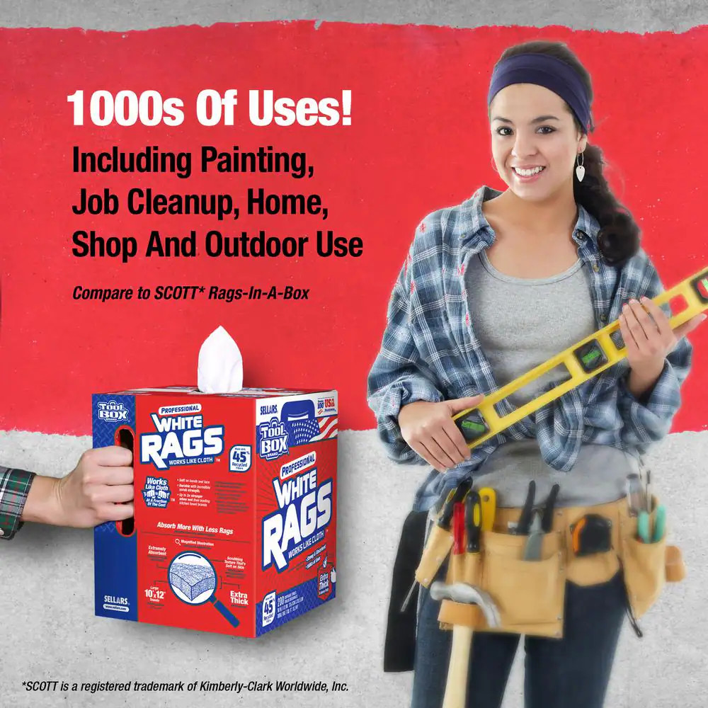 NEW 200-Count Natural Fiber White Painter’s Rags Lint-Free & Highly Absorbent