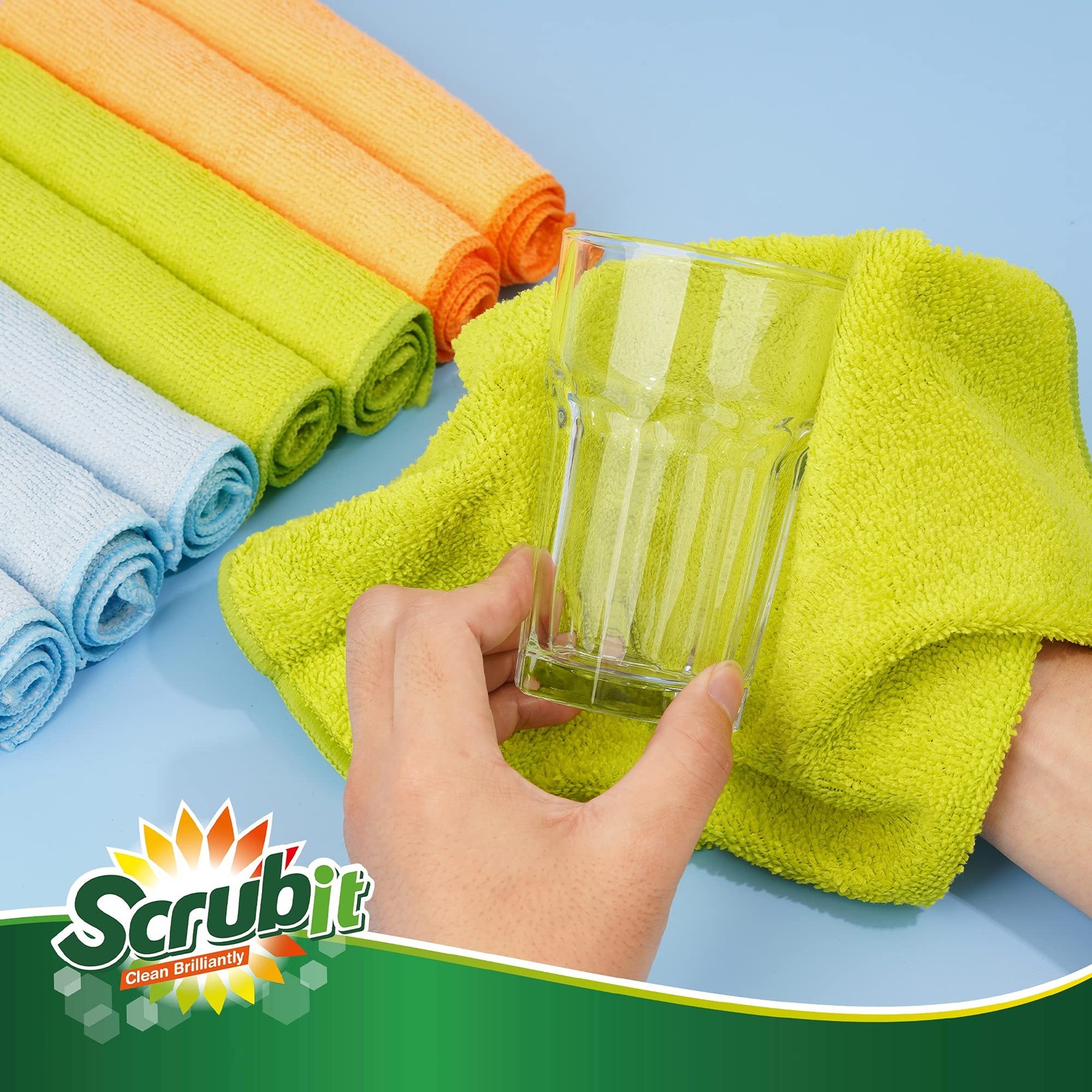 SCRUBIT Microfiber Cleaning Cloth – 8PK- Super Soft Cloths for Kitchen, Car, …