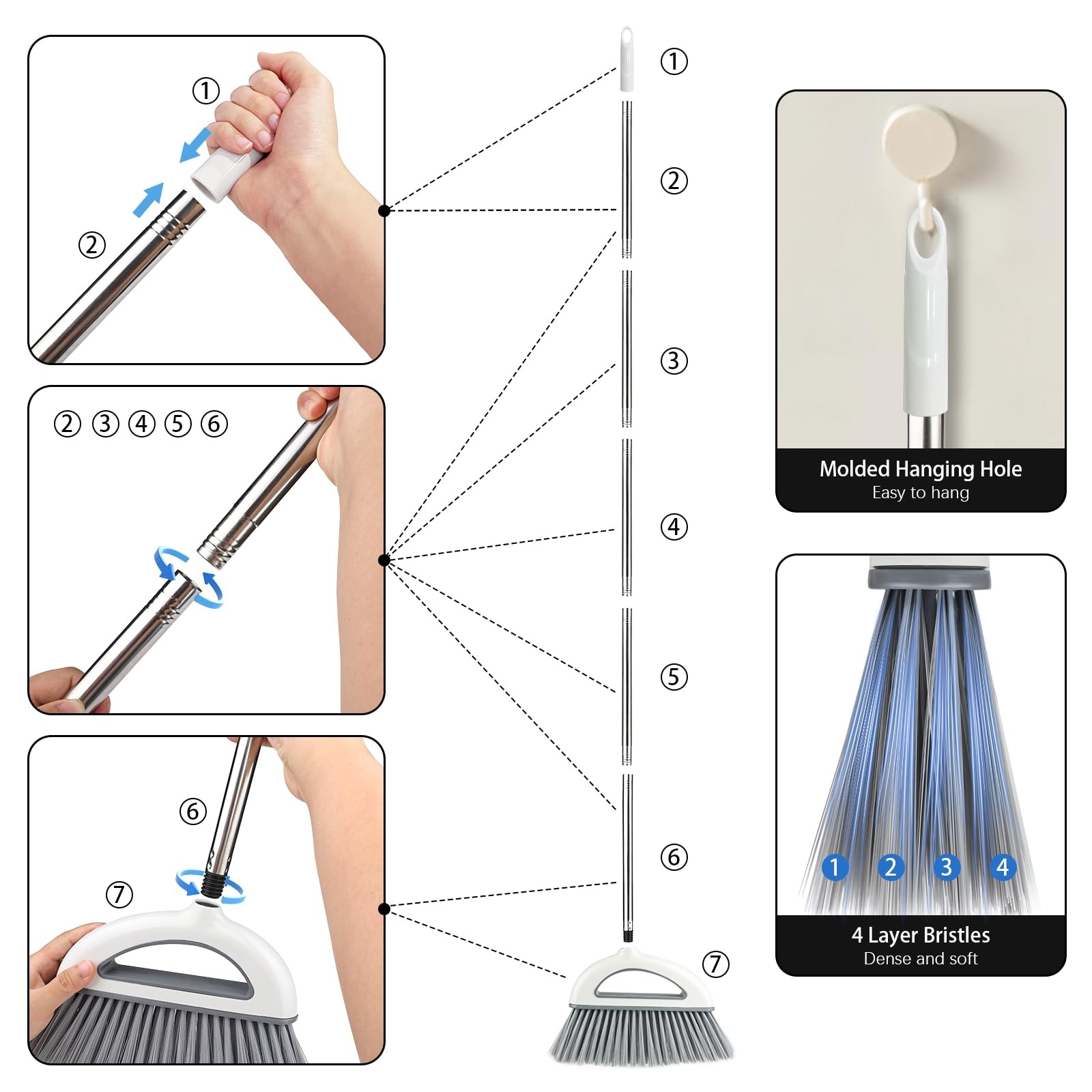 Angle Brooms for Sweeping Indoor – Indoor Broom for Hardwood Floors House Br