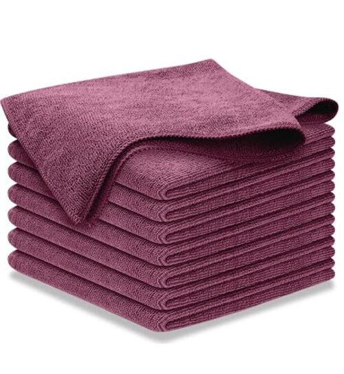 Premium 300GSM Microfiber Cleaning Cloth – 12.5″x12.5″ High 8 pack Burgundy