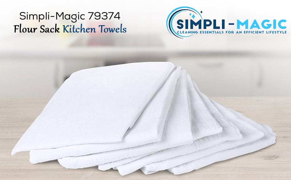 Simpli-Magic Flour Sack Kitchen Towels 24″x24″ (12 Pack) – 100% Cotton,