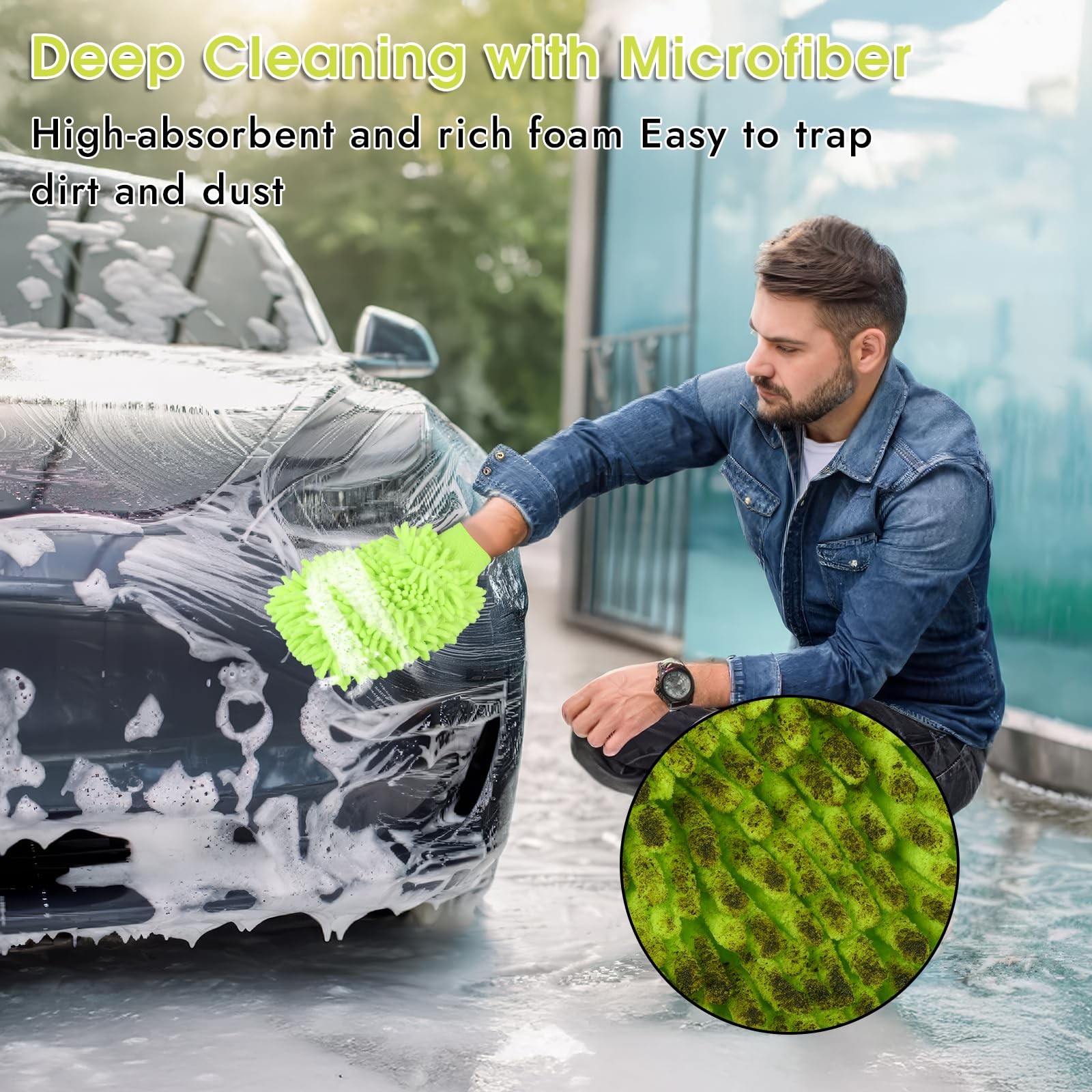 Guantes de microfibra de chenilla lavar coches y para quitar el polvo del hogar.
