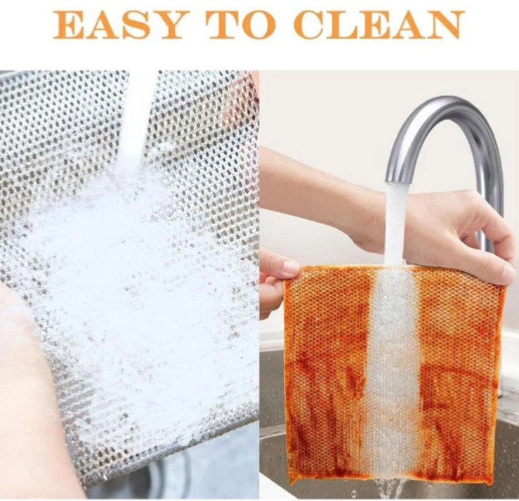 3/6/12 Pcs Multifunctional Non-Scratch Mesh Wire Dish Washing Cleaning Cloth Rag