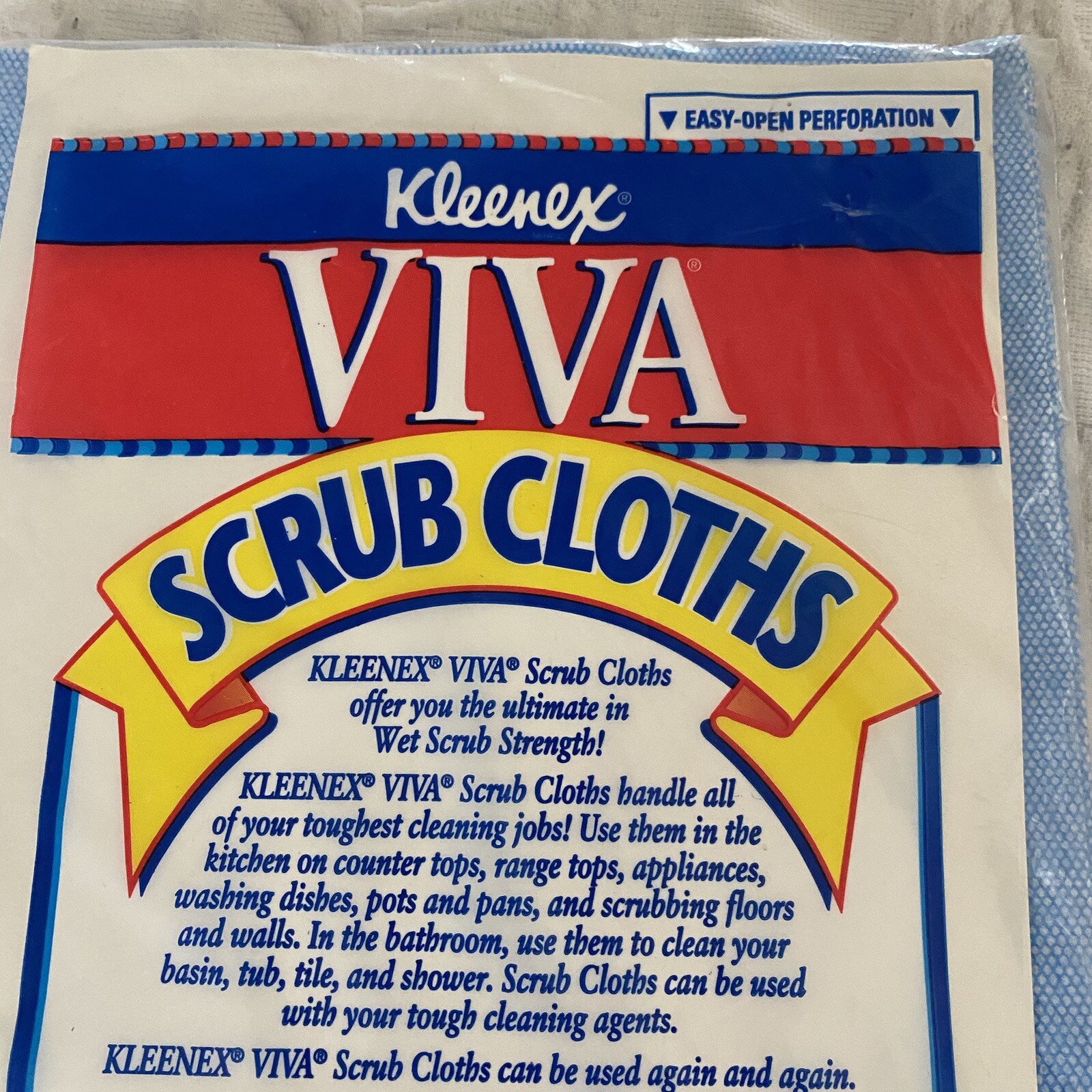 Kleenex Viva Scrub Reusable Cleaning Cloths 6 Pack Home Kitchen Auto NEW 1996