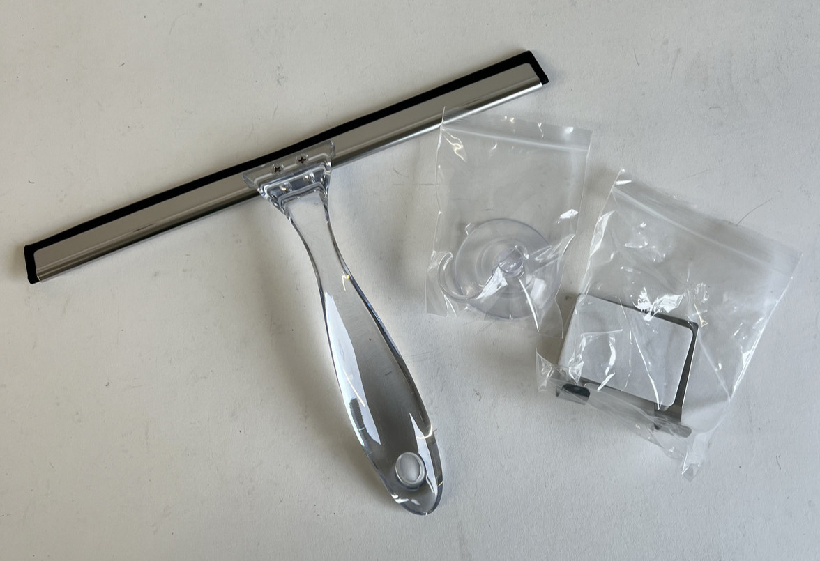 Shower Squeegee (LSX) Glass Doors All-Purpose Squeegee with Suction/Hook 10 inch
