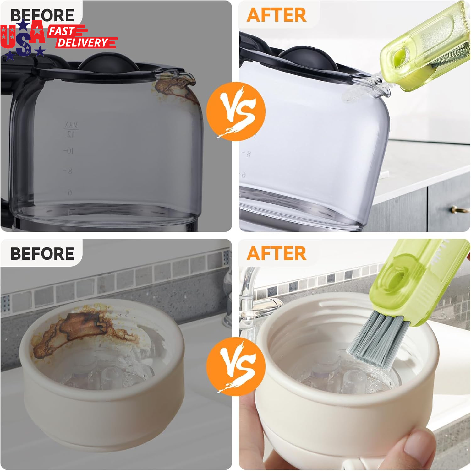 3 in 1 Cup Lid Gap Cleaning Brush Set, Multifunctional Bottle Cleaning Brush, Si
