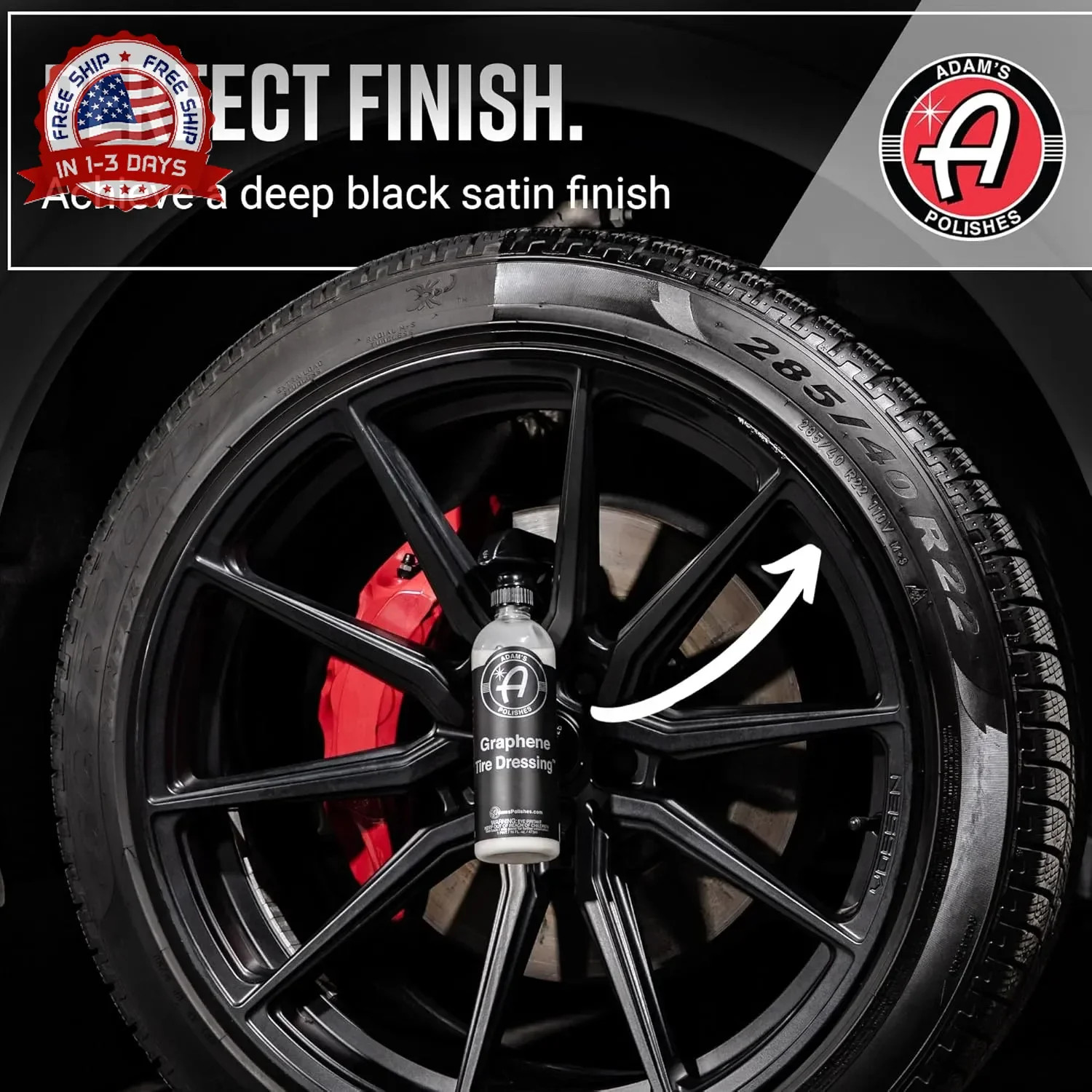 Adam’s Polishes Graphene Tire Dressing – Deep Black Finish W/Graphene Non Greasy