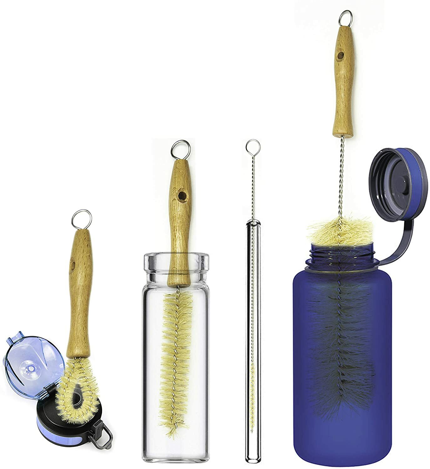 Gaia Guy. Natural Bottle Brush and Straw Set – Bottle Cleaners – Sisal Bristles