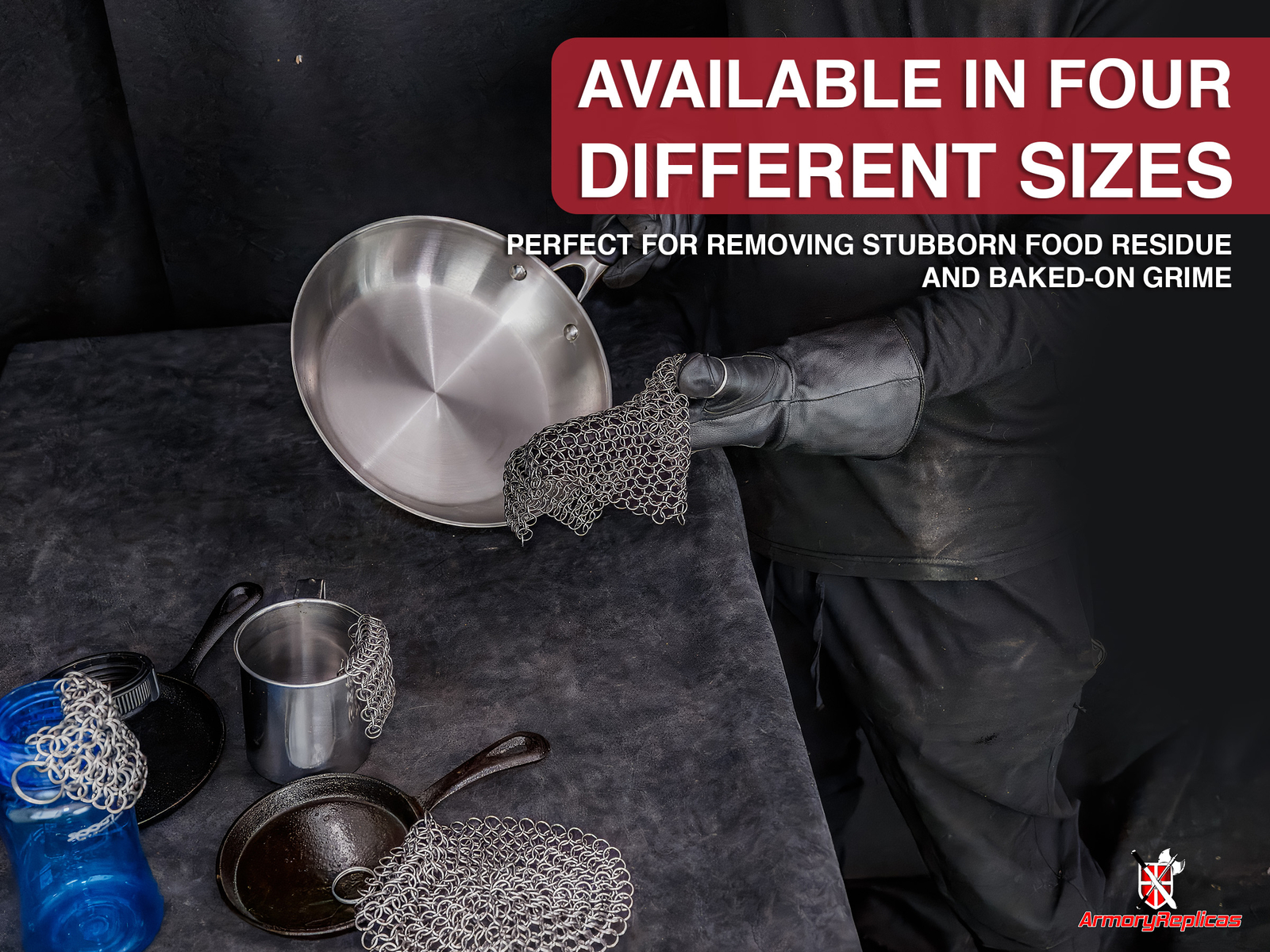Stainless Steel Cast Iron Cleaner Chainmail Pot & Pan Scrubber Kitchen Cookware
