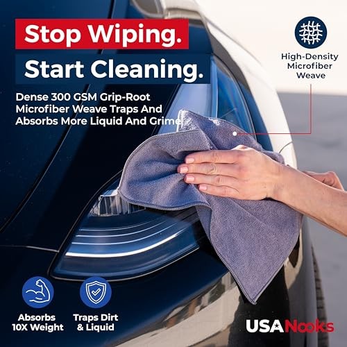 USANOOKS Microfiber Cleaning Cloth Grey – 12 Pcs (12.5″x12.5″) Pack of 12 Gray