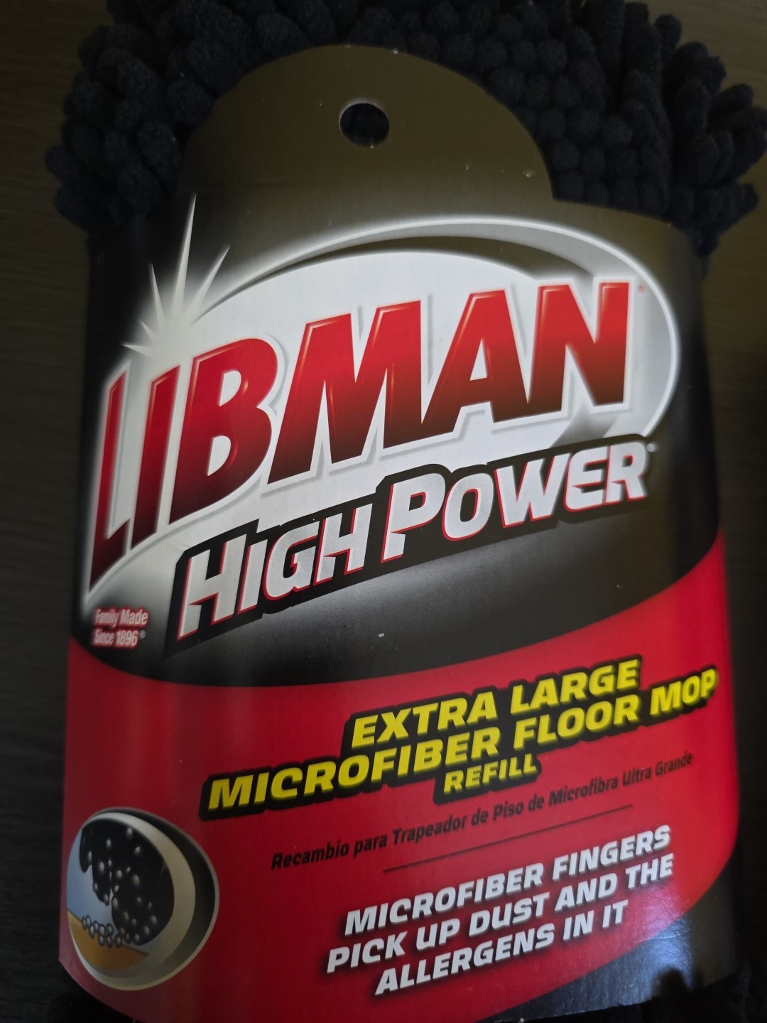 New (2) Genuine Libman High-Power Extra Large Microfiber Floor Mop Refill Black