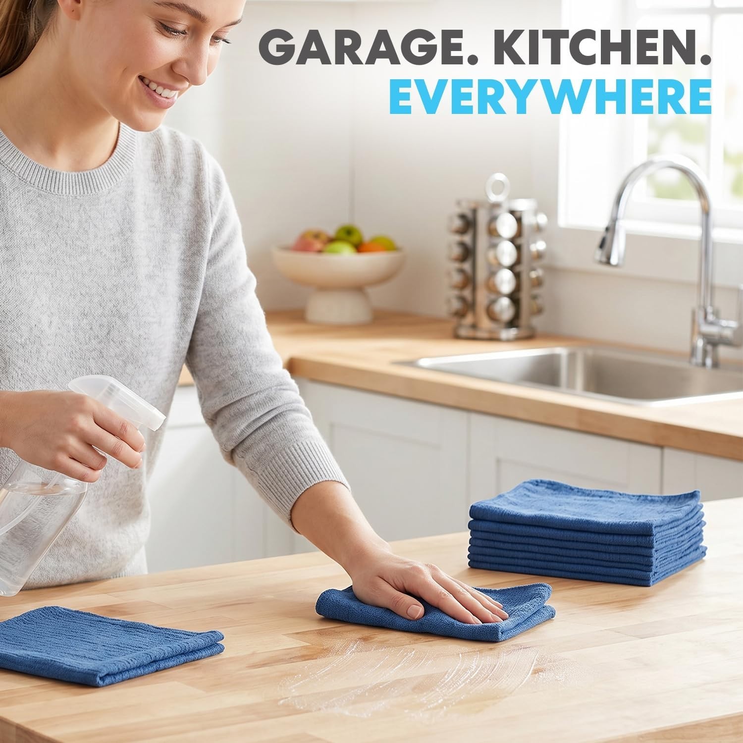 Cotton Shop Towels 14″x12″ 90/150Pack – Reusable Cleaning Shop Rags for Automobi