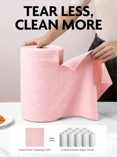 Microfiber Cleaning Cloth Roll 75 Count 12×12 Inch Tear Away Towels Reusable