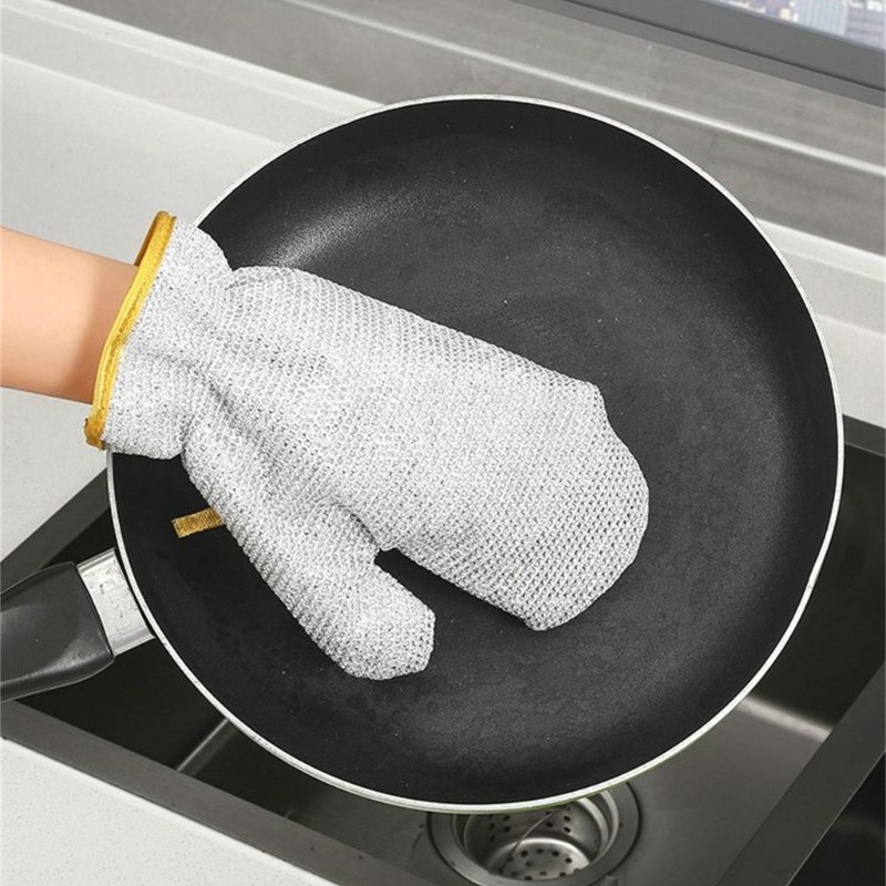 2pcs Reliable Silver Wire Cleaning Gloves Dishcloth NonSlip and Easy to Grip
