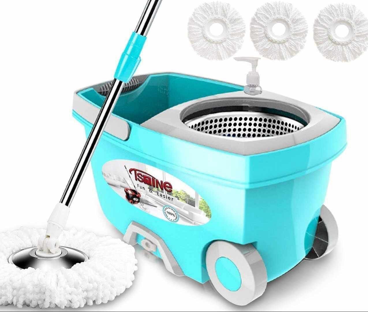 Tsmine FunClean MINT Spin Mop Bucket Floor Cleaning Mop Set