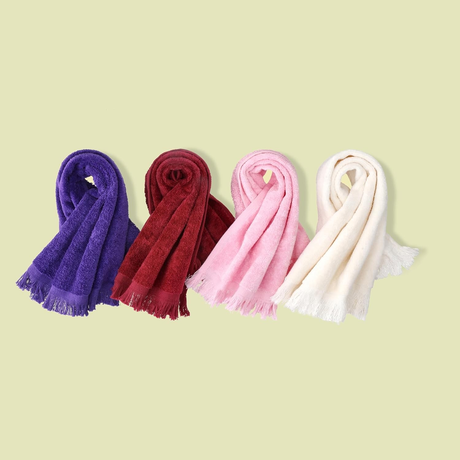 Fringed Reversible Fingertip Hand Towel (Size 11″ W x 18″ L) Terry Cotton