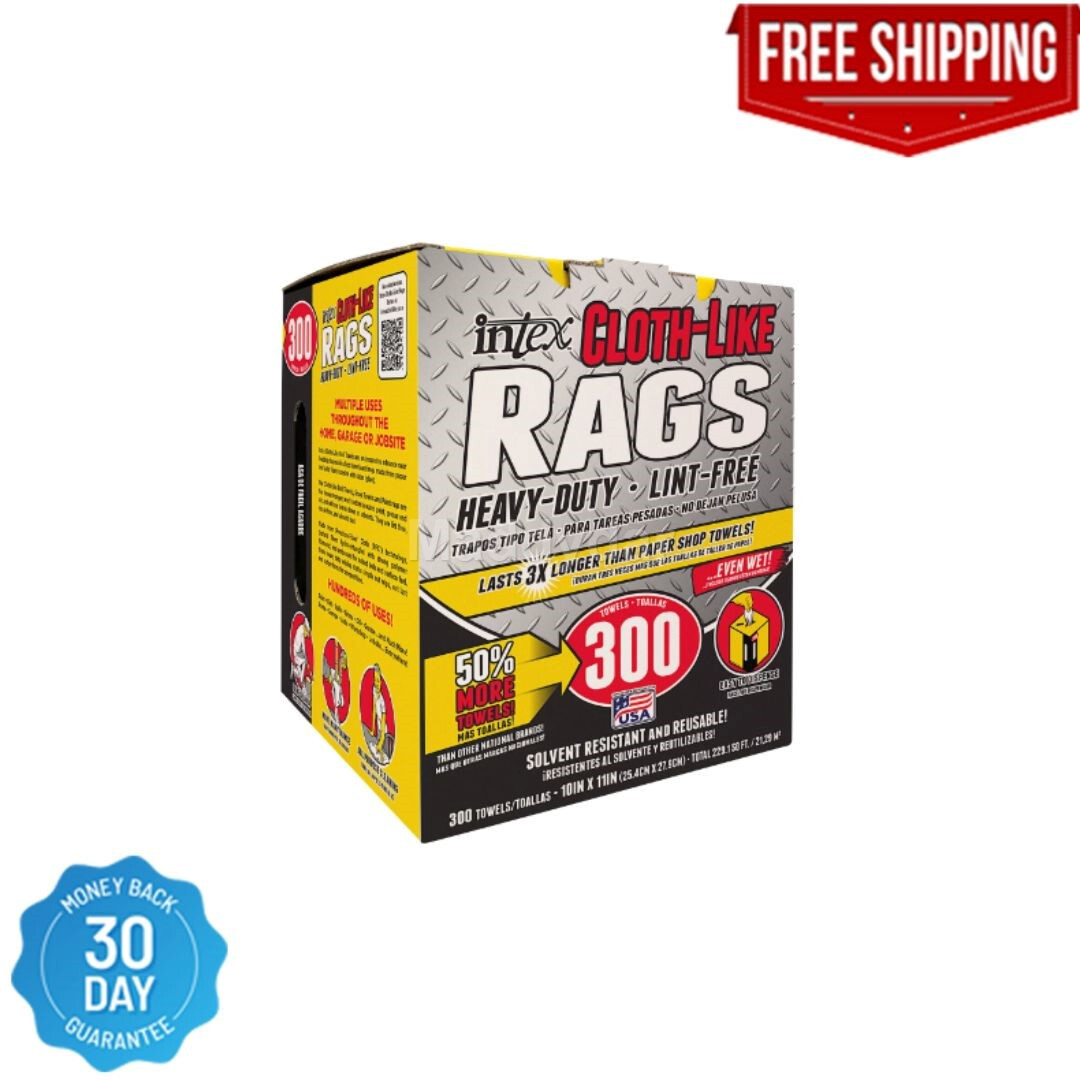 Intex Cloth-Like Rags in a Box 300 Towels, 10″x11″ Heavy-Duty Trapos Tipo Tela