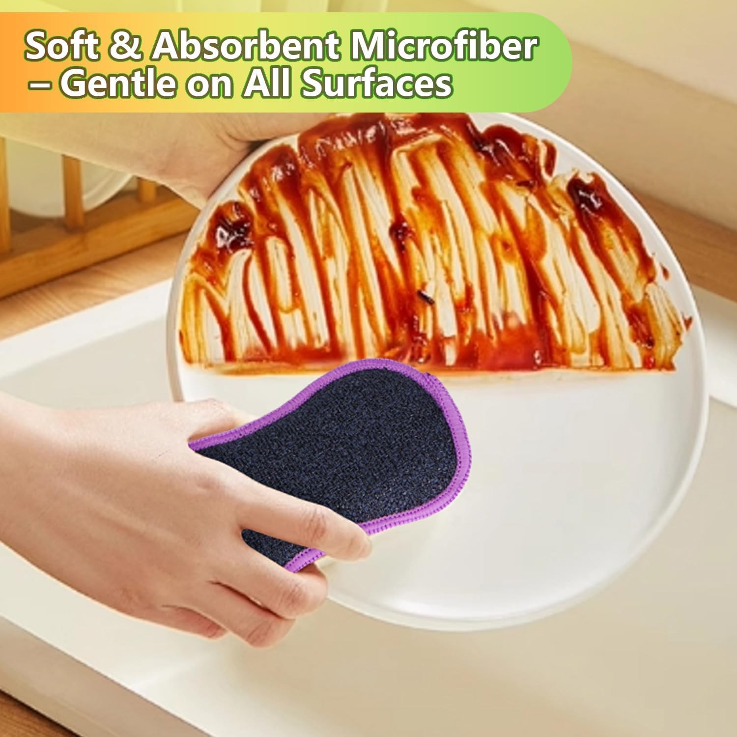 12Pack Dish Sponges Kitchen, Non-Scratch Microfiber Sponges for Cleaning,