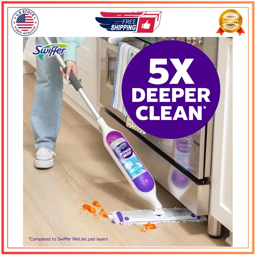 Swiffer PowerMop Multi Surface Floor Cleaning Kit for Wood Tile Vinyl Laminate