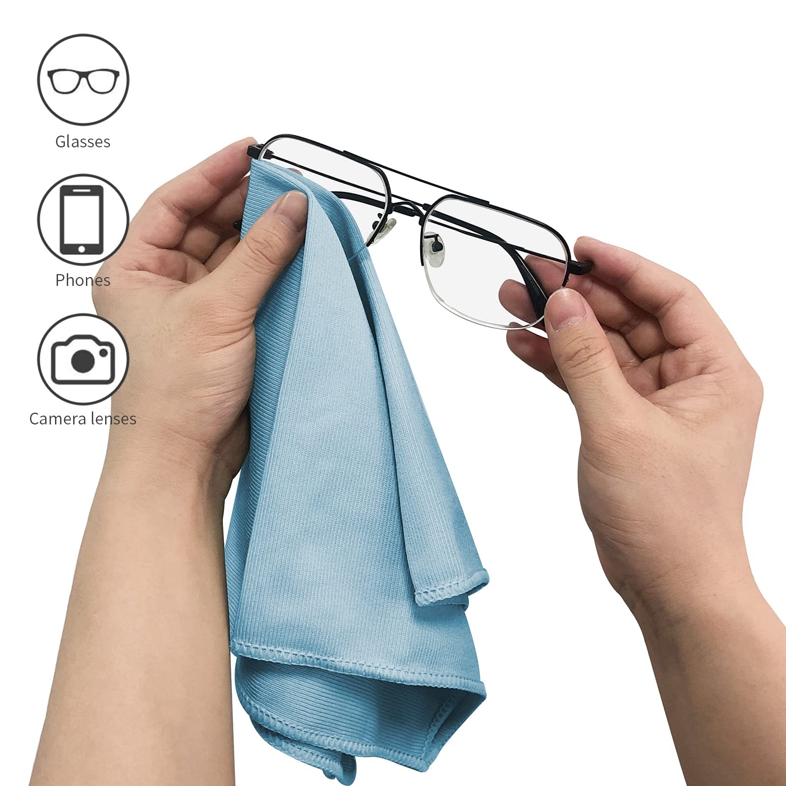 6 Pack Microfiber Glass Cleaning Cloth, 16 Inch X 16 Inch, Lint Free Quickly Cle