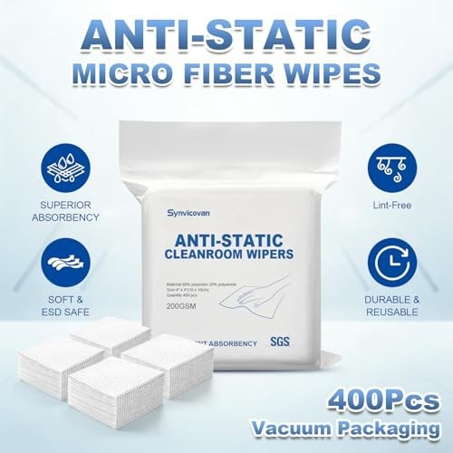 Anti-Static Microfiber Wipes 4×4 400 Pcs Lint Free Reusable Cloths