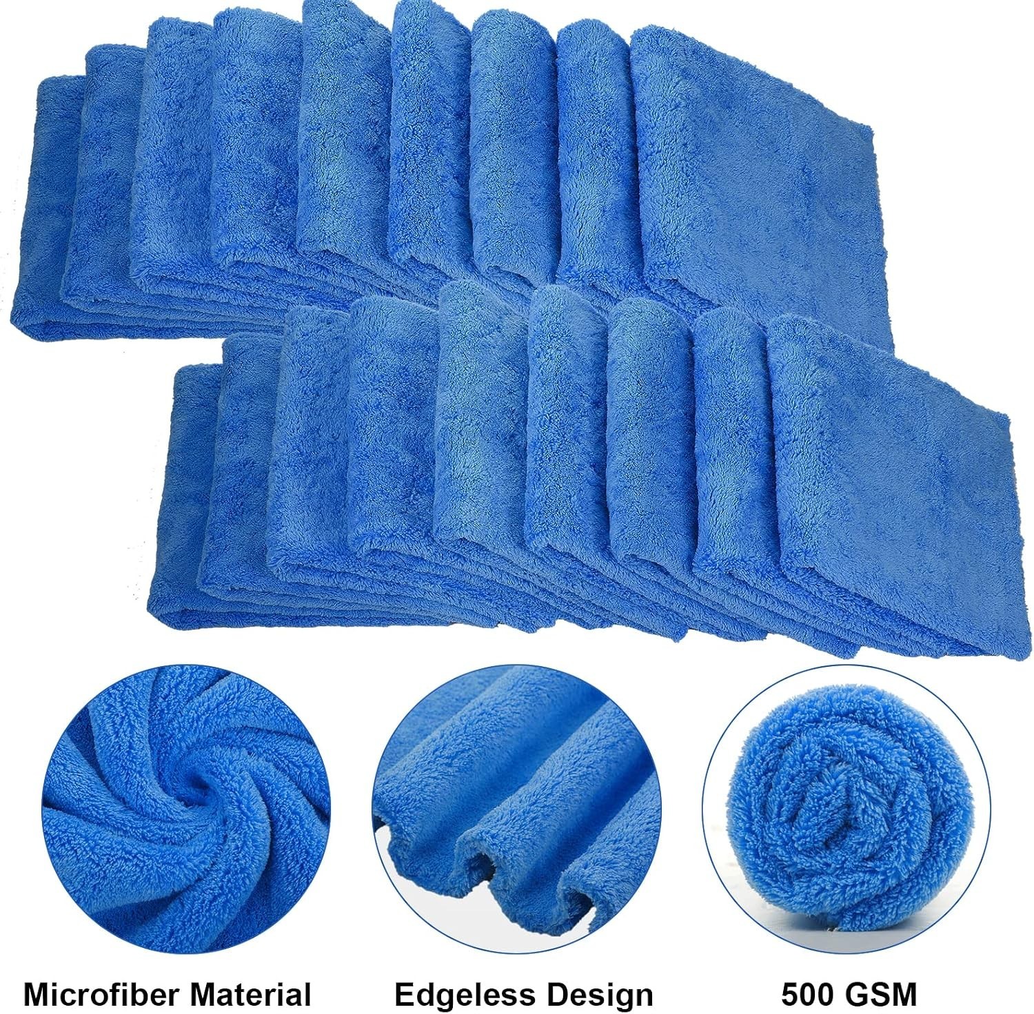 30 Pcs 16×16 Inch Dark Blue Microfiber Towels – Scratch-Free Luxury Cleaning