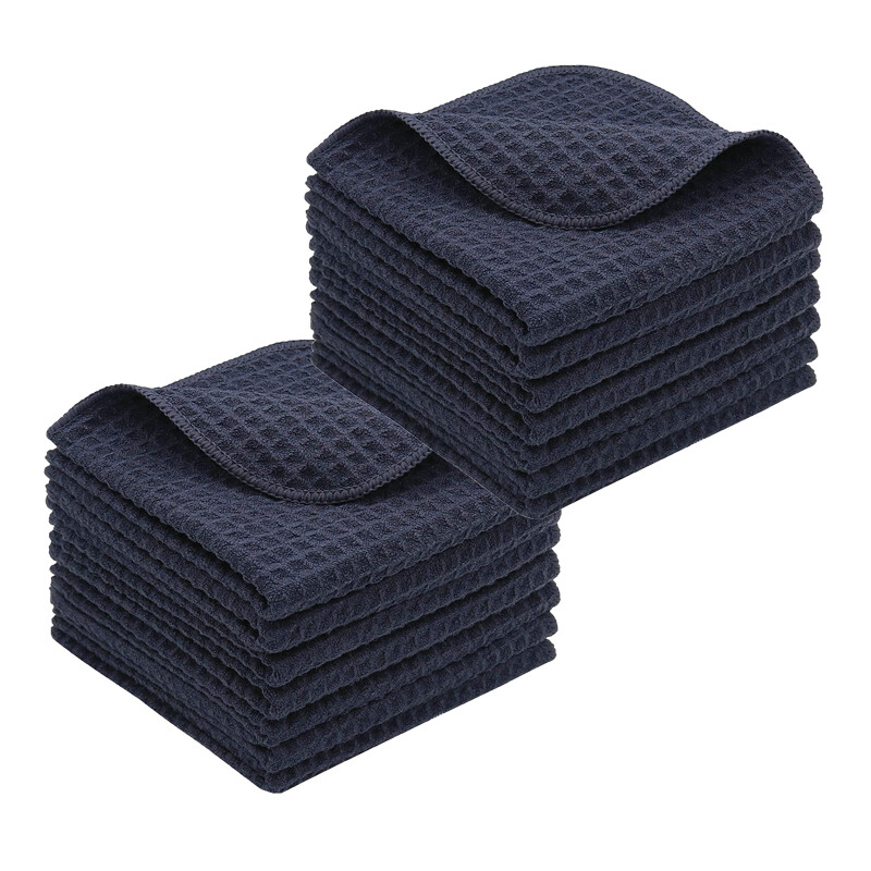 12 Pcs Microfiber Waffle Weave Towel Automotive Household 16″x16″ 400 GSM Black