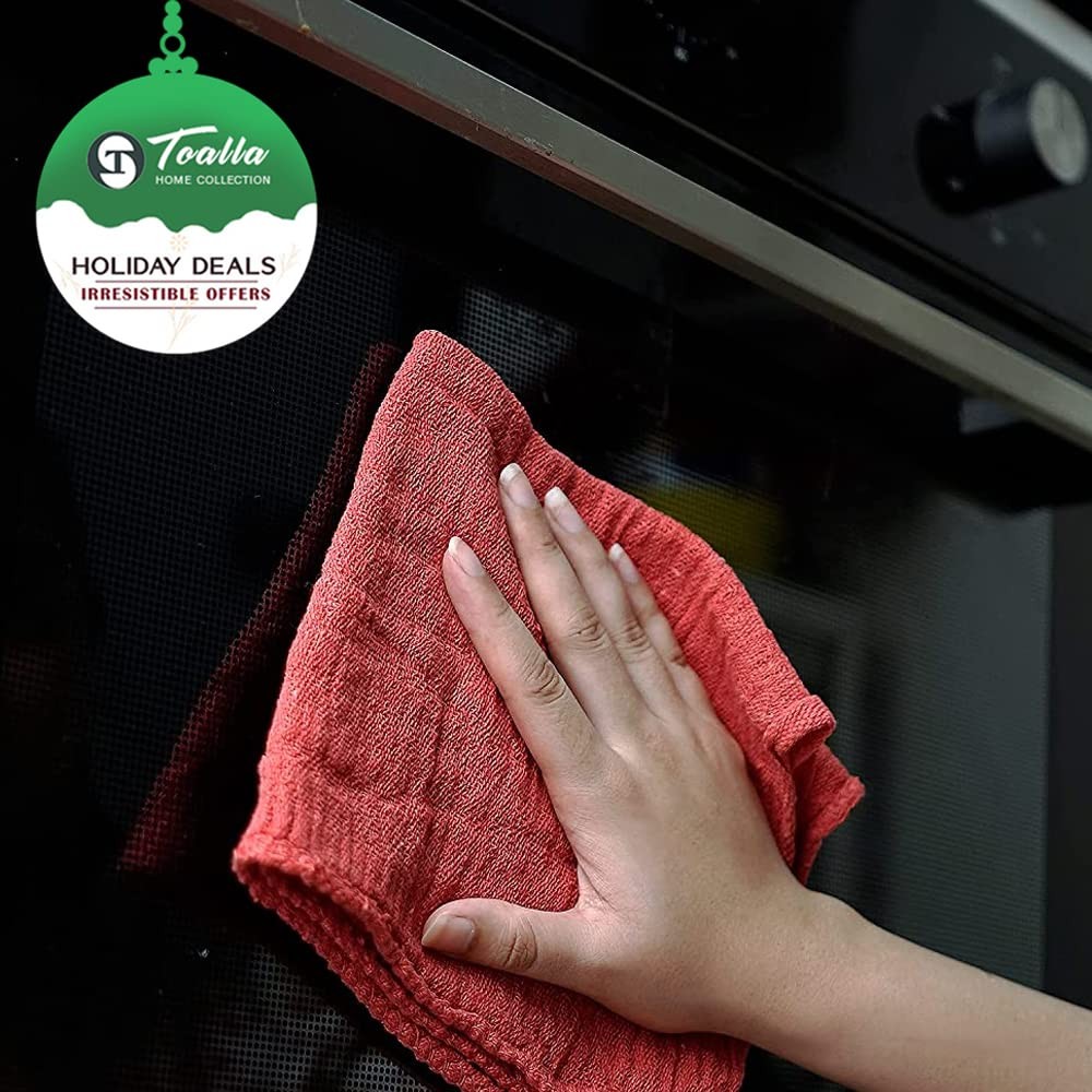 TOALLA Cotton Shop Towels Red – (Pack of 150) Size 14×14 Pack 150,