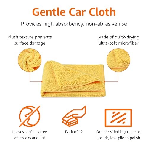 Microfiber Car Drying Towels, Highly Absorbent, Lint Free, Scratch 12 Pack